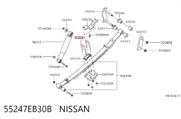 Abrazadera de ballesta 55247EB30B Nissan/Infiniti