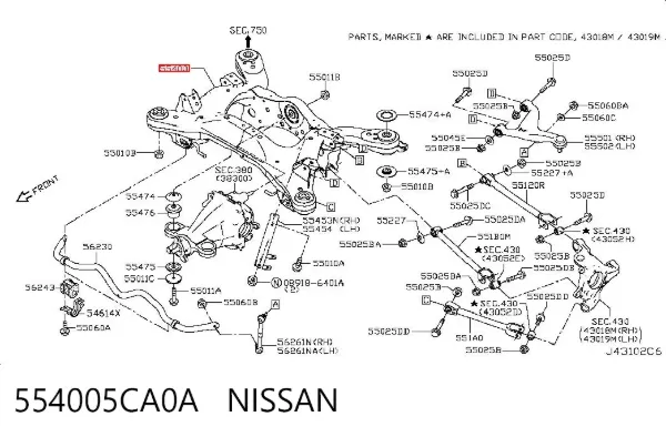 Puente trasero 554005CA0A Nissan/Infiniti