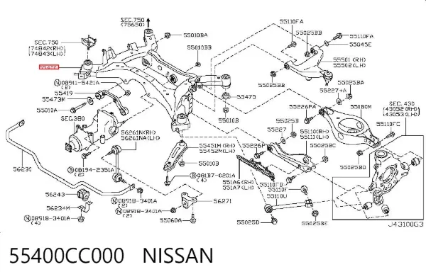 Puente trasero 55400CC000 Nissan/Infiniti
