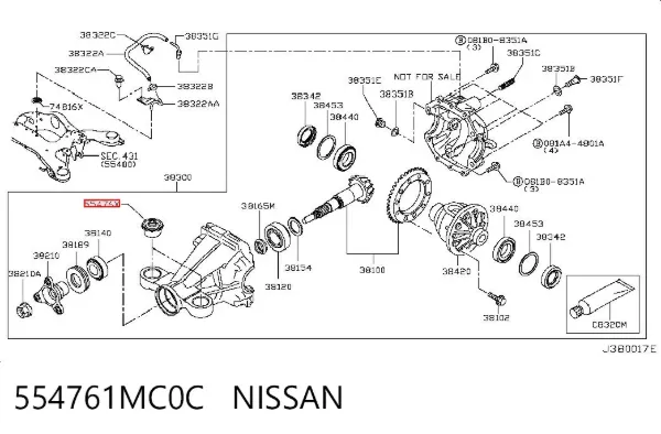 Silentblock del soporte delantero del diferencial trasero 554761MC0C Nissan/Infiniti