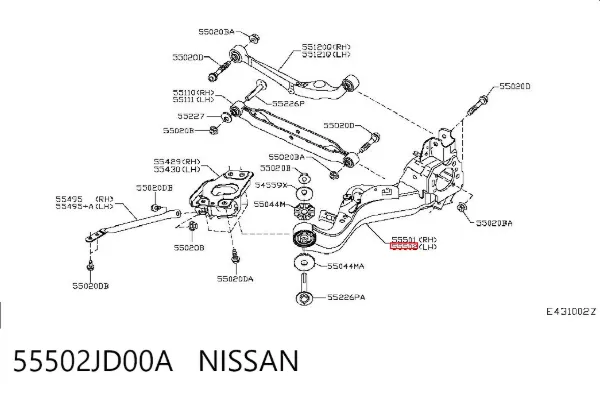 Barra oscilante, suspensión de ruedas, trasera izquierda 55502JD00A Nissan/Infiniti