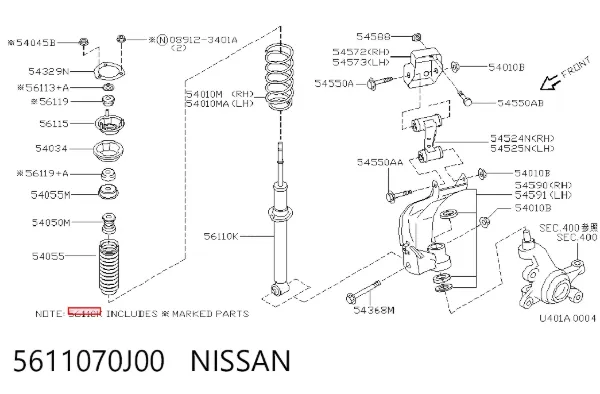 Amortiguador 5611070J00 Nissan/Infiniti
