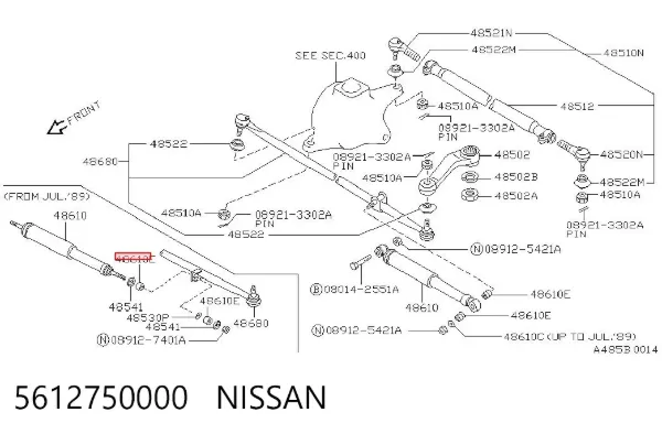 Buje de vástago de amortiguador delantero 5612750000 Nissan/Infiniti