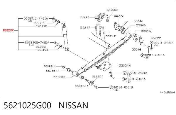 Amortiguador trasero 5621025G00 Nissan/Infiniti