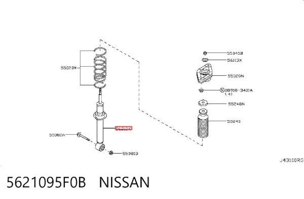 Amortiguador trasero 5621095F0B Nissan/Infiniti