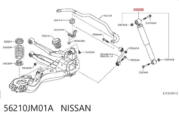 Amortiguador trasero 56210JM01A Nissan/Infiniti