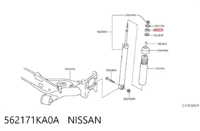 Buje de vástago de amortiguador trasero NISSAN 562171KA0A