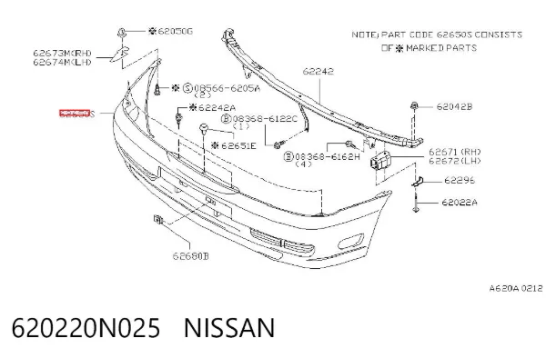 Paragolpes 620220N025 Nissan/Infiniti