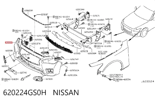 Paragolpes 620224GS0H Nissan/Infiniti