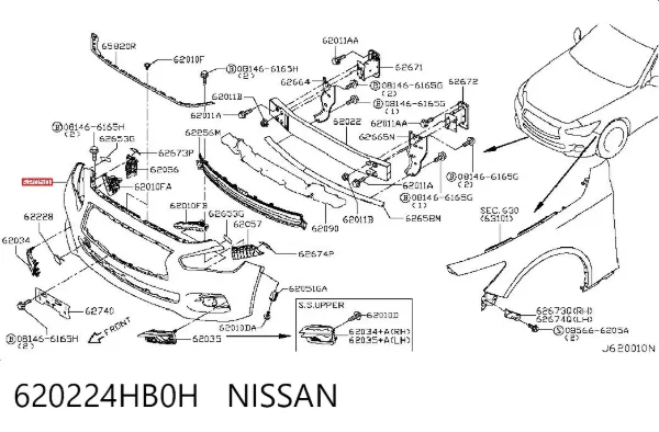 Paragolpes 620224HB0H Nissan/Infiniti