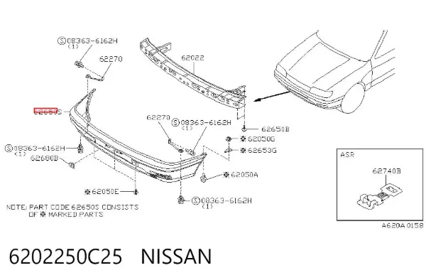 Paragolpes 6202250C25 Nissan/Infiniti