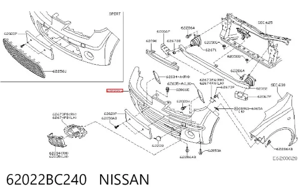 Paragolpes 62022BC240 Nissan/Infiniti