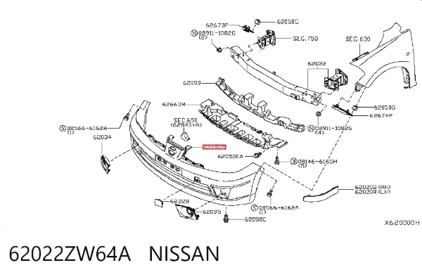Paragolpes 62022ZW64A Nissan/Infiniti