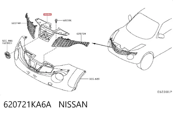 Parrilla 620721KA6A Nissan/Infiniti