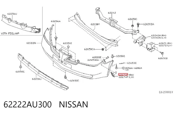 Soporte de parachoques delantero derecho 62222AU300 Nissan/Infiniti