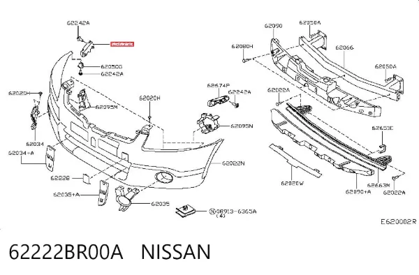 Soporte de parachoques delantero derecho 62222BR00A Nissan/Infiniti