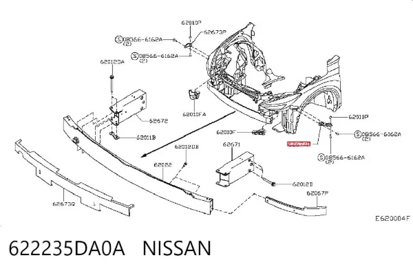 Soporte exterior izquierdo del parachoques delantero 622235DA0A Nissan/Infiniti