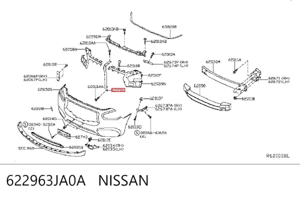 Soporte del cierre del capó 622963JA0A Nissan/Infiniti