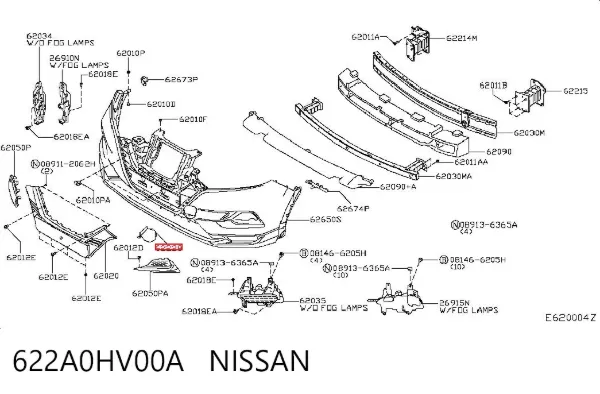 Tapa del enganche de remolcado delantera 622A0HV00A Nissan/Infiniti