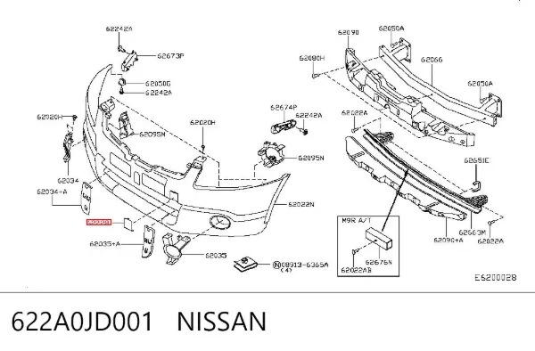 Tapa del enganche de remolcado delantera 622A0JD001 Nissan/Infiniti
