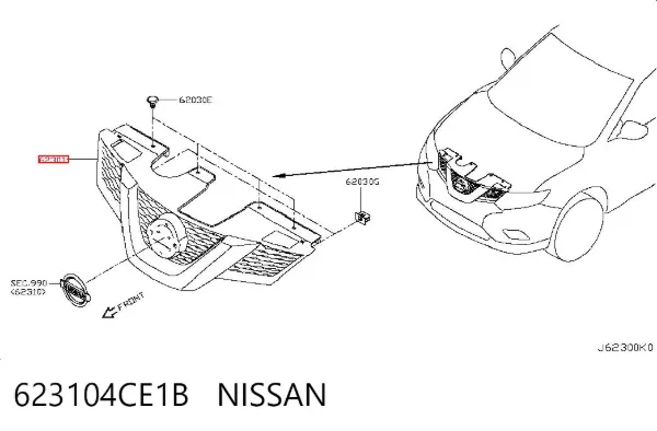 Parrilla 623104CE1B Nissan/Infiniti