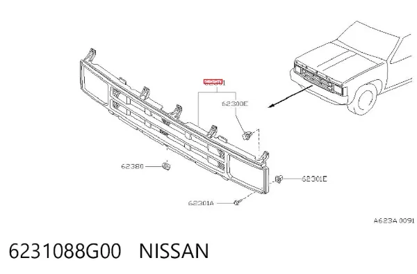 Parrilla 6231088G00 Nissan/Infiniti