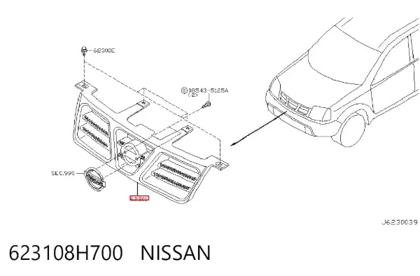 Parrilla 623108H700 Nissan/Infiniti