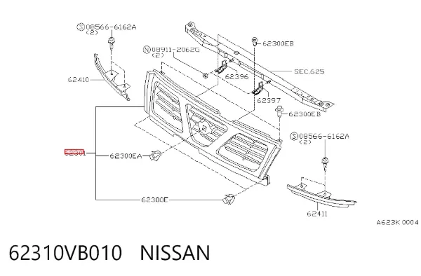 Parrilla 62310VB010 Nissan/Infiniti
