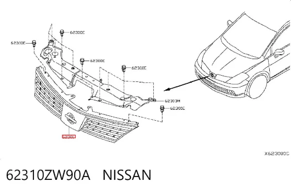 Parrilla 62310ZW90A Nissan/Infiniti