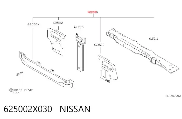 Soporte de radiador 625002X030 Nissan/Infiniti