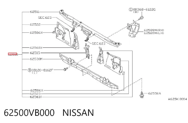 Soporte de radiador Nissan Patrol Y61