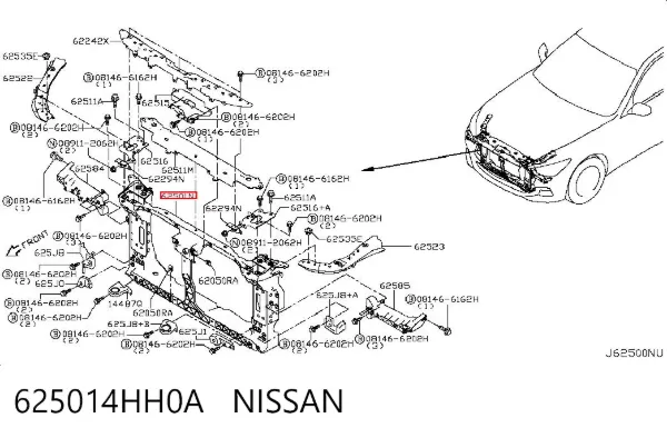 Soporte de radiador 625014HH0A Nissan/Infiniti