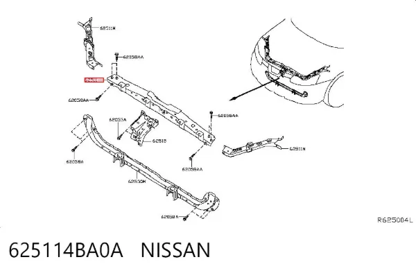Soporte de radiador superior 625114BA0A Nissan/Infiniti