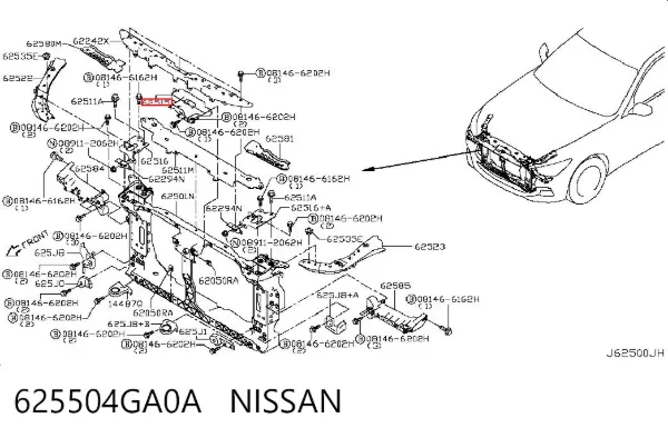 Soporte del cierre del capó 625504GA0A Nissan/Infiniti