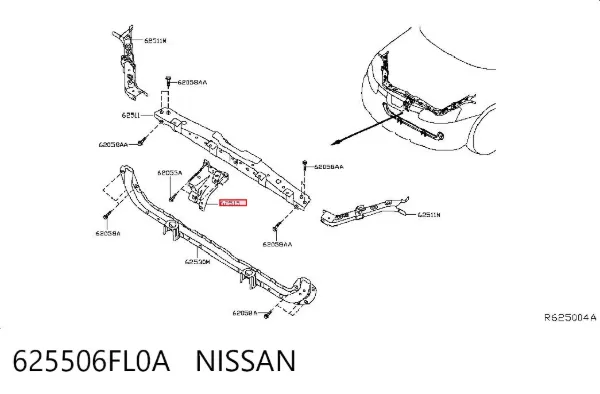 Soporte del cierre del capó 625506FL0A Nissan/Infiniti