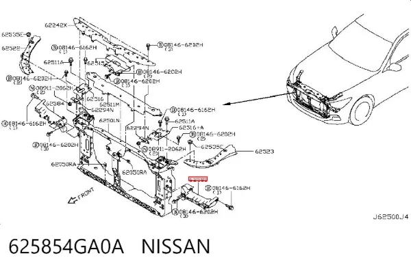 Soporte de parachoques delantero izquierdo 625854GA0A Nissan/Infiniti