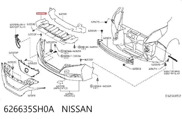 Protector para parachoques 626635SH0A Nissan/Infiniti