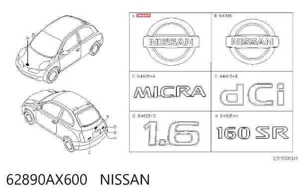 Emblema de capó 62890AX600 Nissan/Infiniti