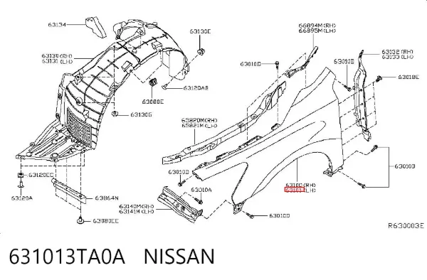 Aleta delantera izquierda 631013TA0A Nissan/Infiniti