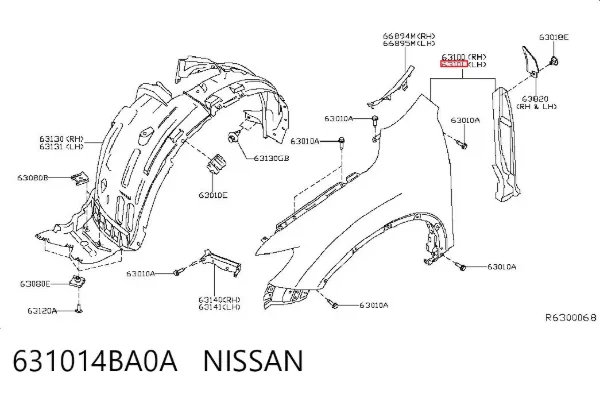 Aleta delantera izquierda 631014BA0A Nissan/Infiniti