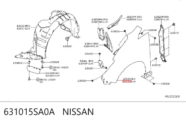 Aleta delantera izquierda 631015SA0A Nissan/Infiniti