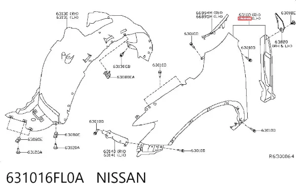 Aleta delantera izquierda 631016FL0A Nissan/Infiniti