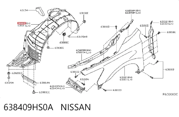 Paso rueda 638409HS0A Nissan/Infiniti