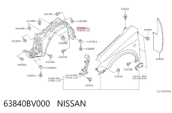 Paso rueda 63840BV000 Nissan/Infiniti