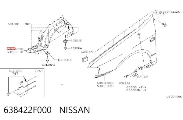 Paso rueda 638422F000 Nissan/Infiniti