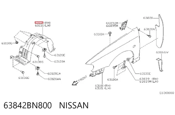 Paso rueda 63842BN800 Nissan/Infiniti