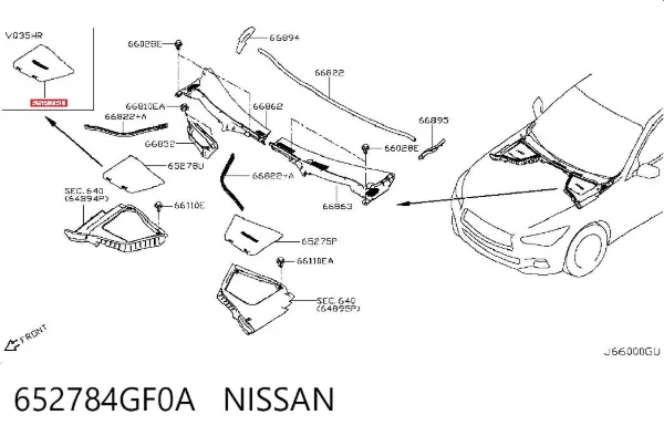 Tapa de terminal de batería 652784GF0A Nissan/Infiniti