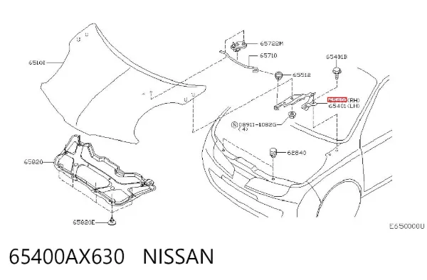 Bisagra derecha del capó 65400AX630 Nissan/Infiniti