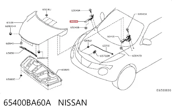 Bisagra derecha del capó 65400BA60A Nissan/Infiniti
