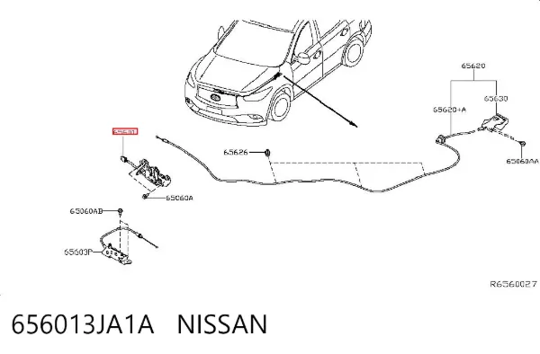 Cerradura de capó 656013JA1A Nissan/Infiniti